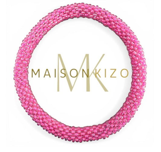 Handgefertigtes Gasperlen Armband aus Nepal mit Miyuki Perlen in knalligen pink.