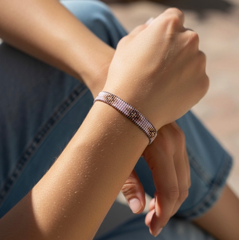 Gewebtes Miyuki Armband Cognac