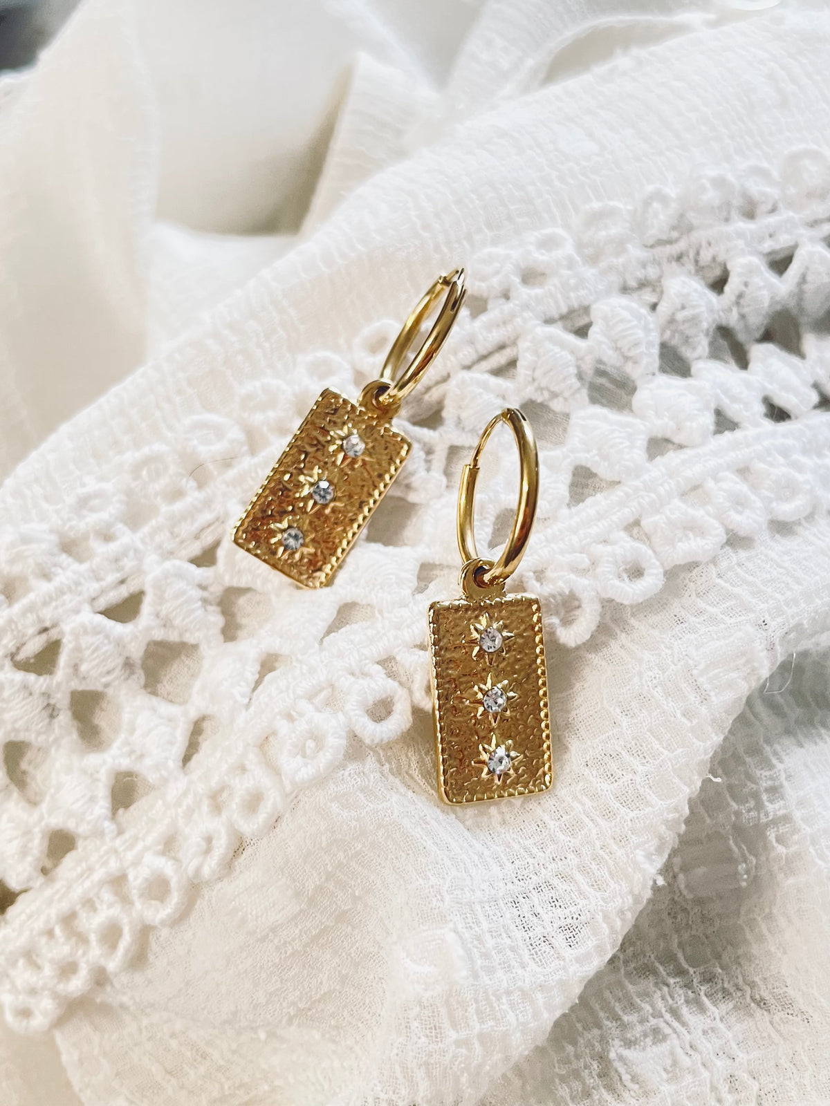 Medaillon Creolen mit Strass Steinchen
