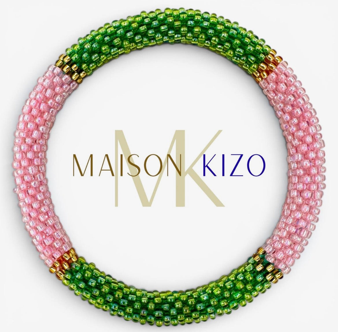 Glasperlen Armband Rosa, Grün