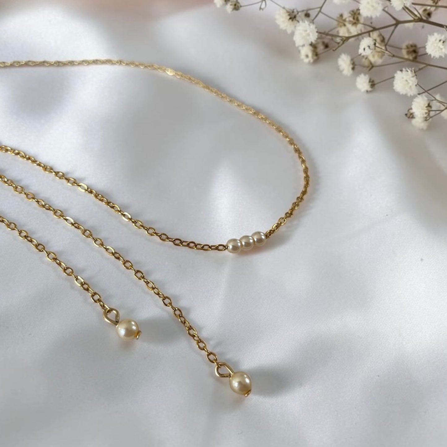 Halskette Brautschmuck Rückenkette Gold Elfenbein