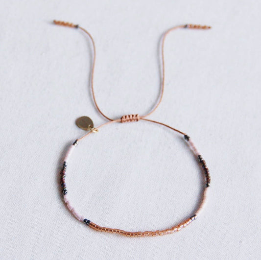 Miyuki Armband Anthrazit, Gold, Nude