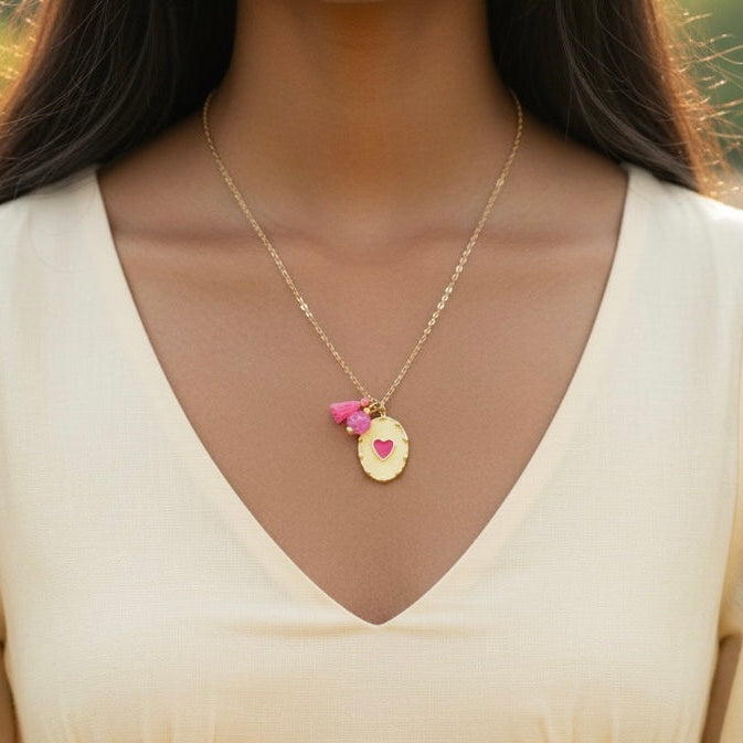 Ovale Medallion Kette hell gelb