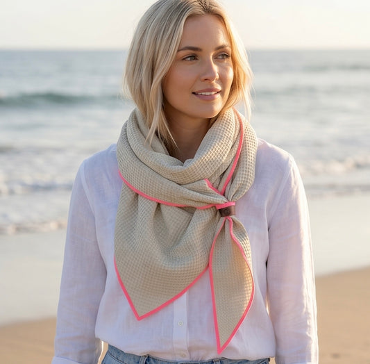 Sommer Tuch Ecru ~ Rosa