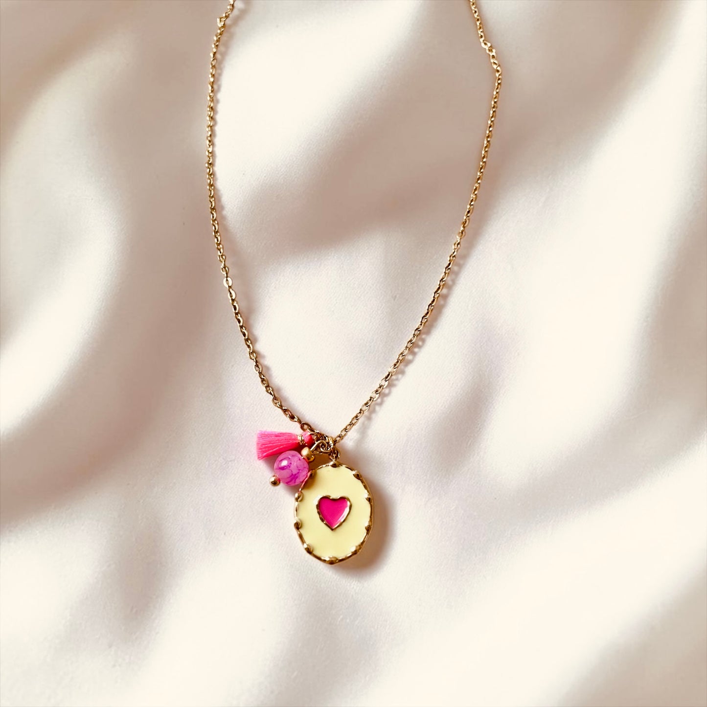 Ovale Medallion Kette hell gelb