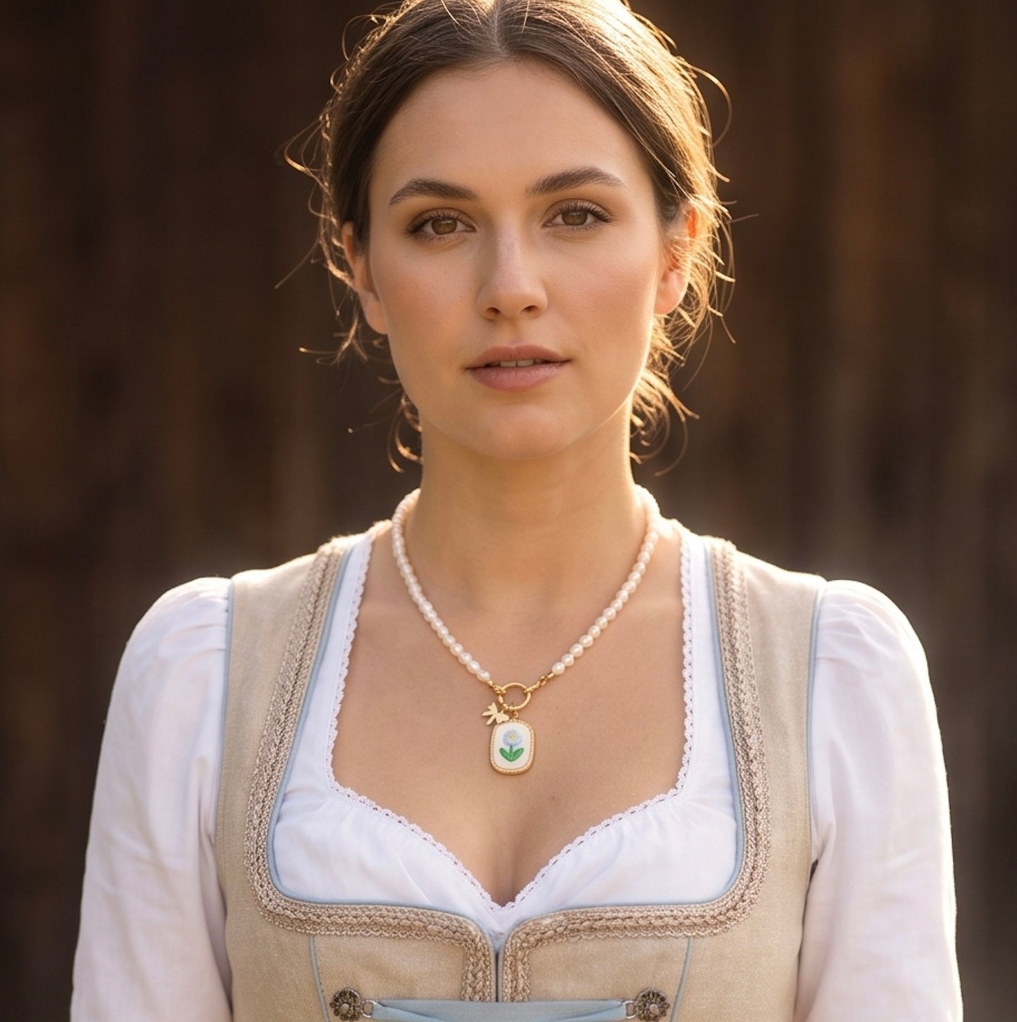 Dirndl Perlenkette „Vergissmeinnicht“