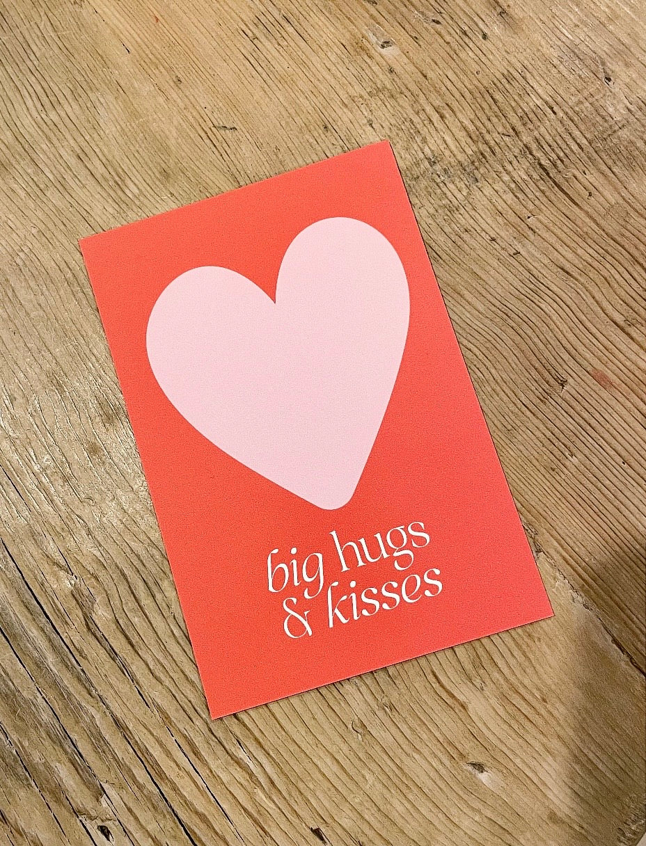 Postkarte „Big hugs & kisses“