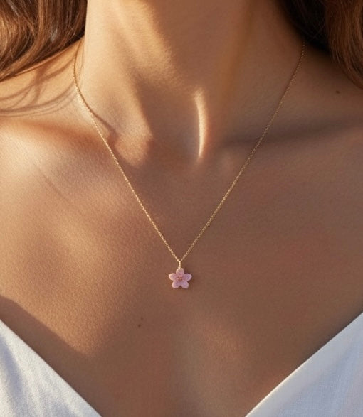 Halskette rosa Blümchen