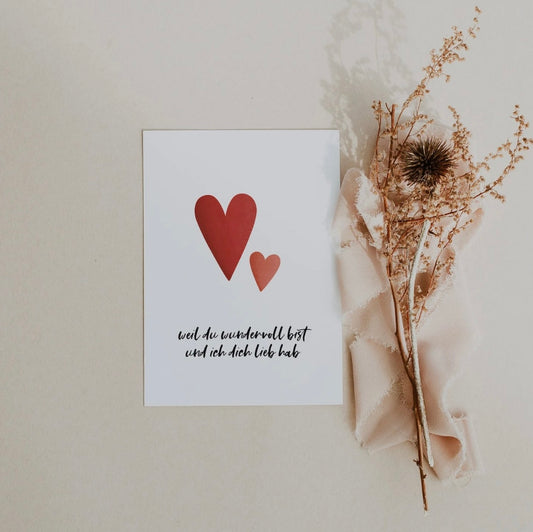 Postkarte ♡ Du bist wundervoll ♡