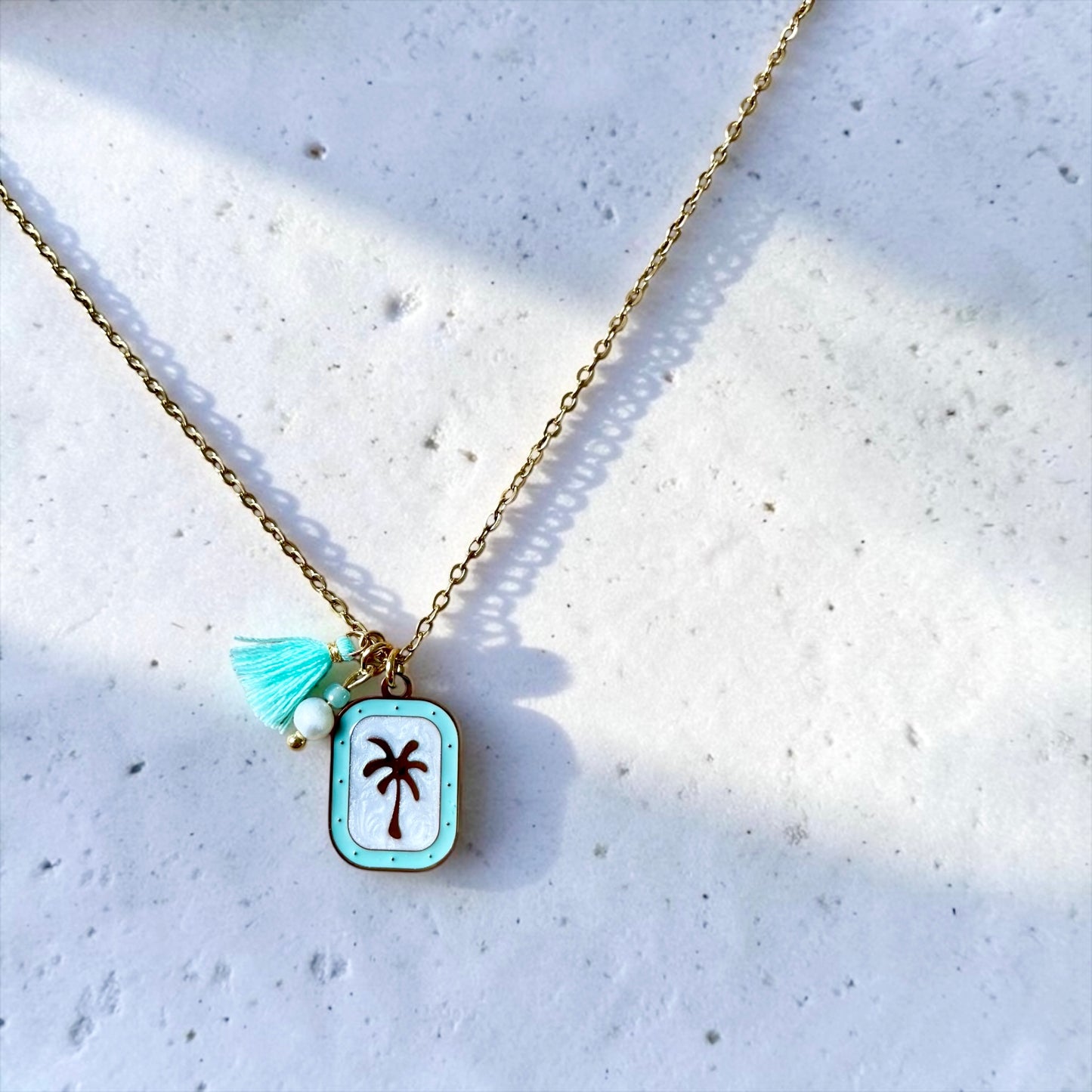 Summer Surf Kette Palmen Medallion Mint