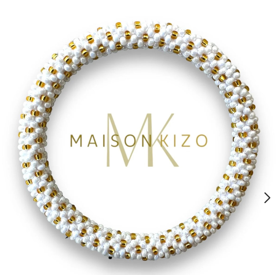 Fair Trade hergestelltes Glasperlen Armband mit Miyuki Perlen! Handgearbeitet in Gold und weiß