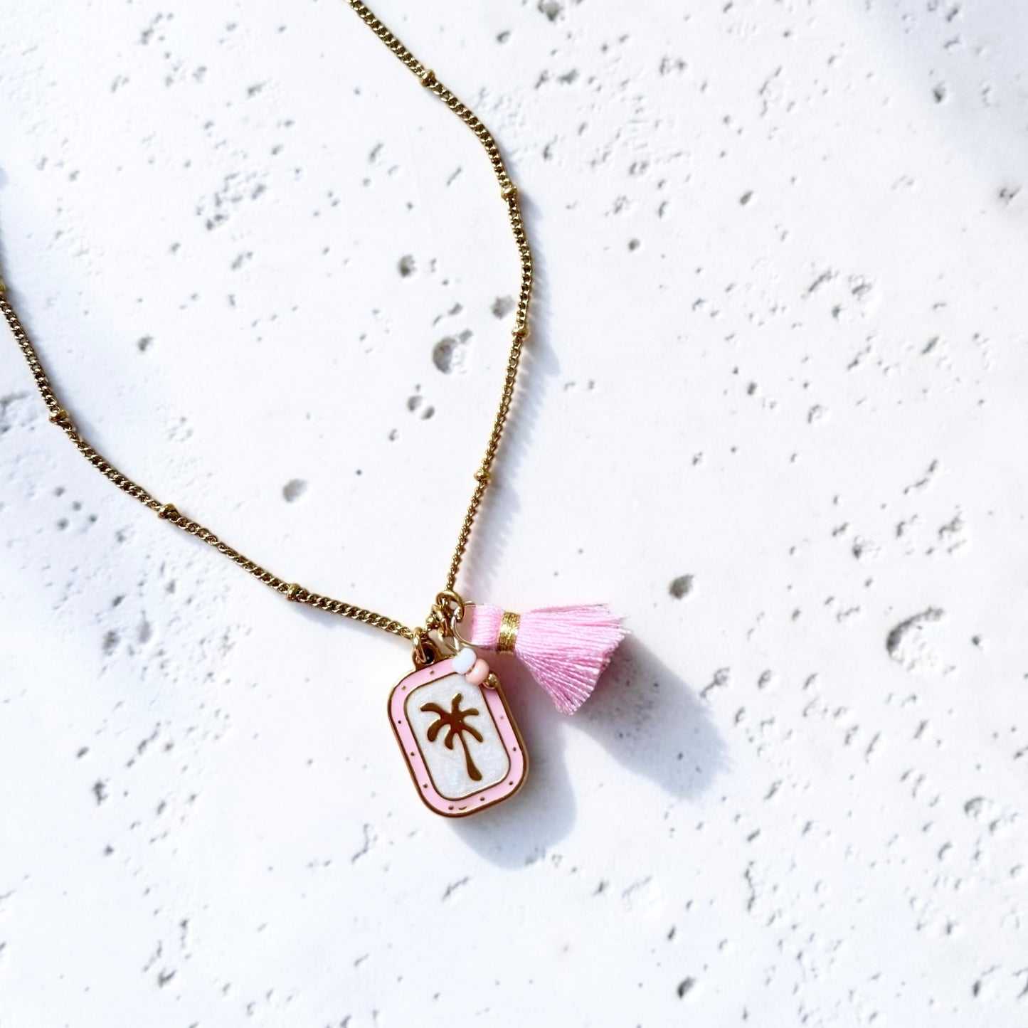 Summer Surf Kette Palmen Medallion Rosa