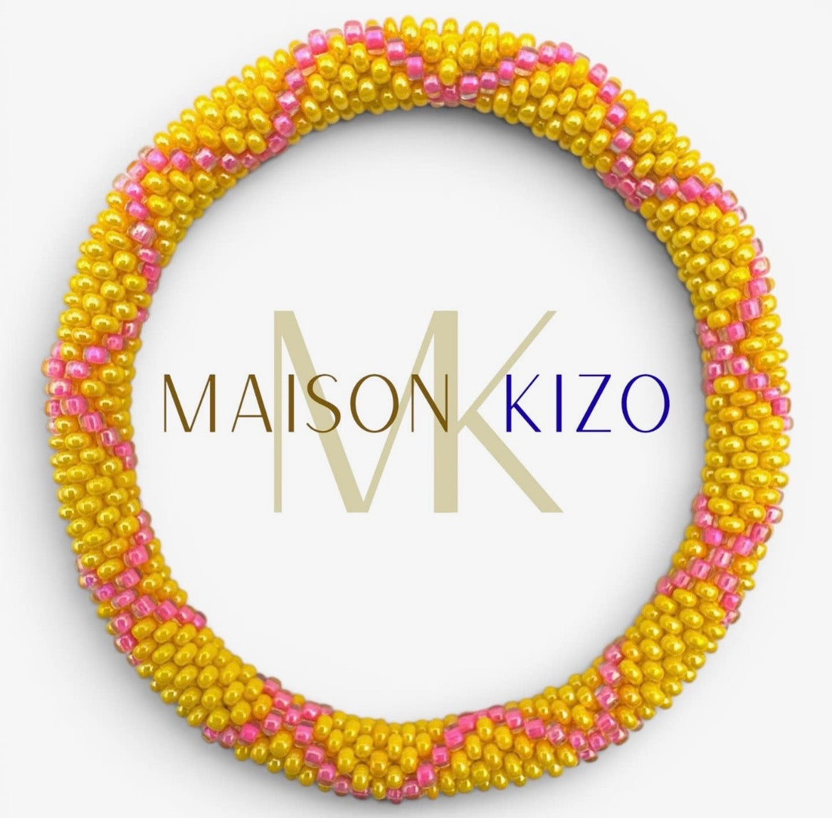 Glasperlen Armband Gelb Pink