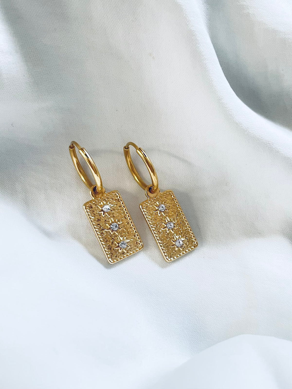 Medaillon Creolen mit Strass Steinchen