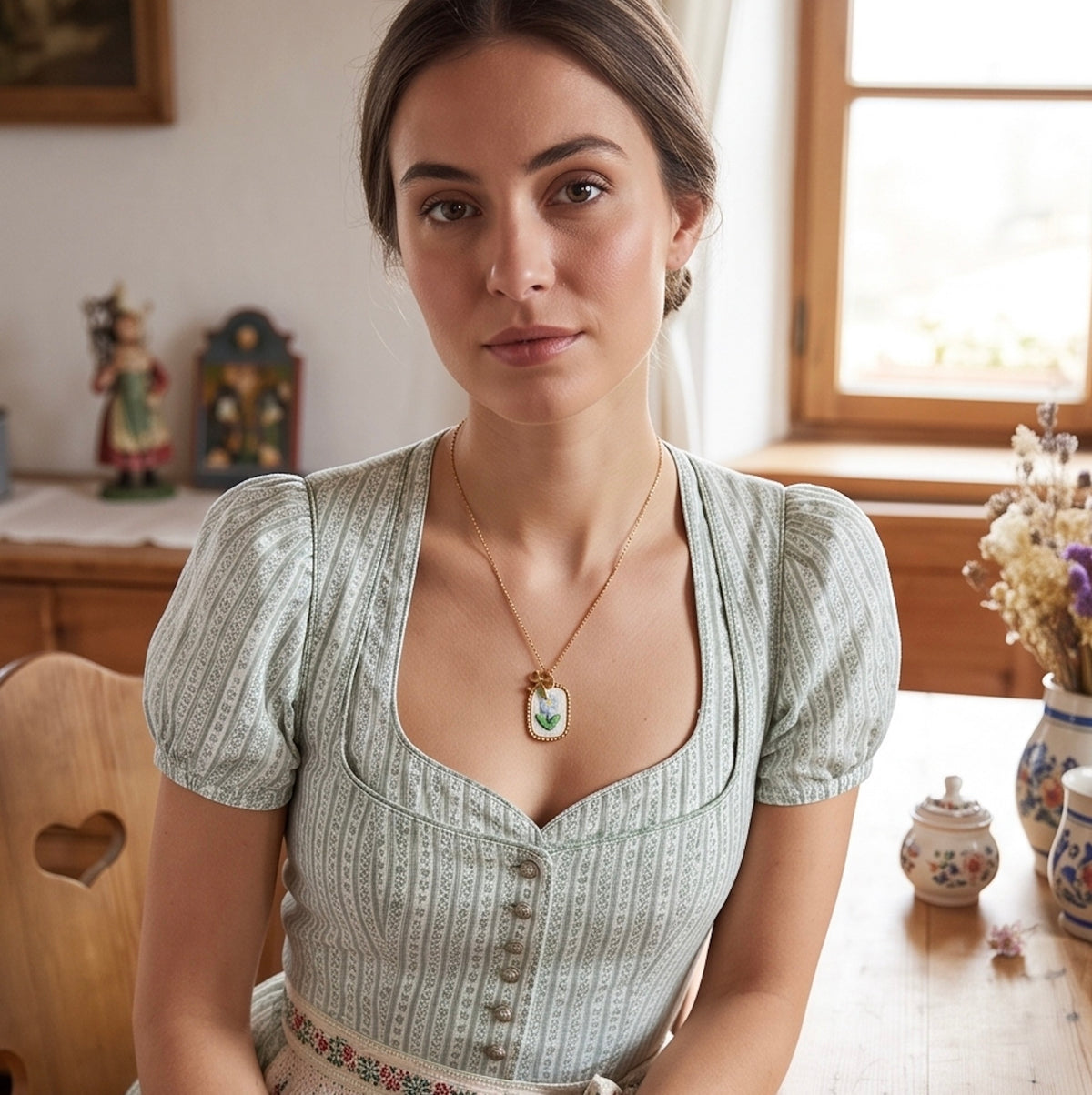Feine Dirndl Kette "Vergissmeinnicht"