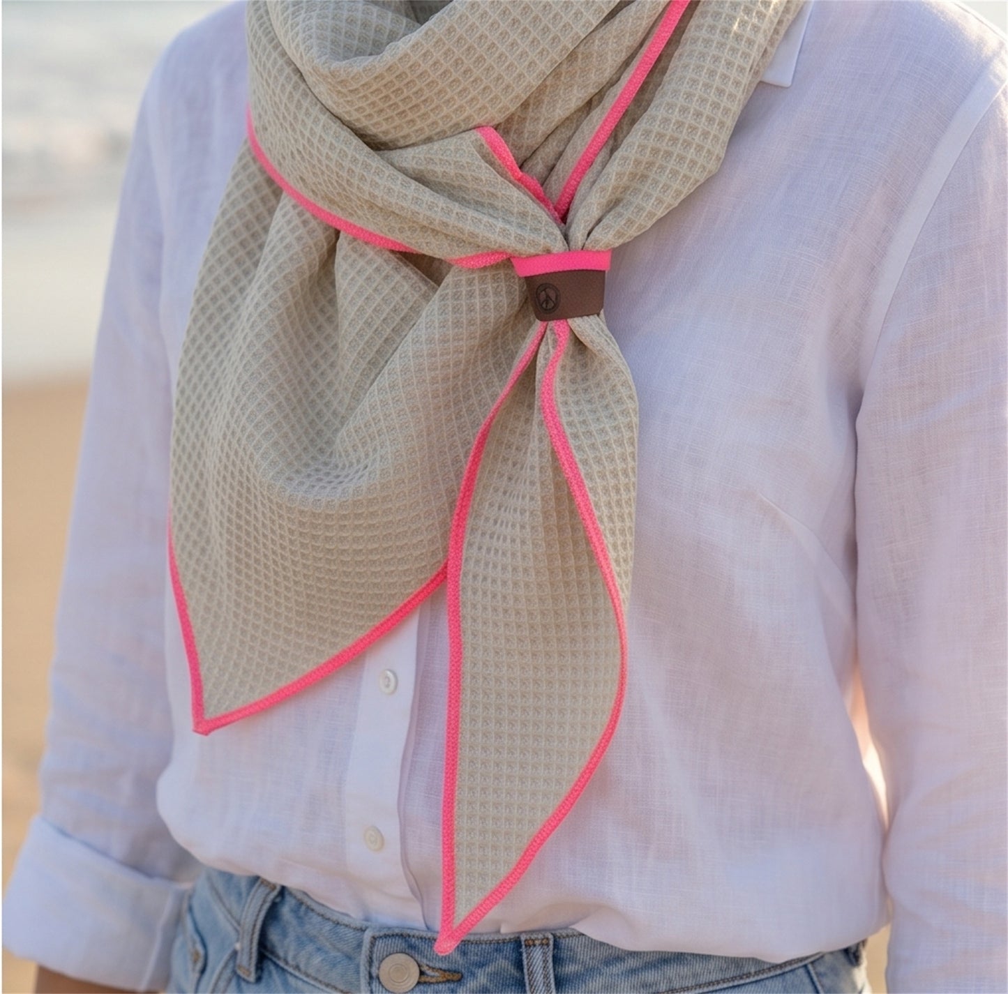 Sommer Tuch Ecru ~ Rosa