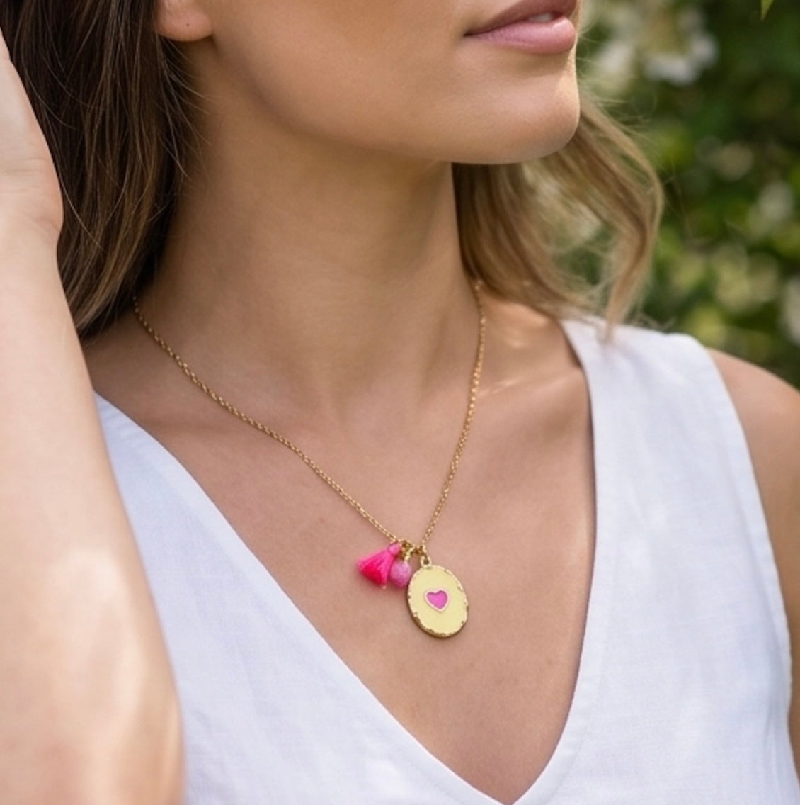 Ovale Medallion Kette hell gelb