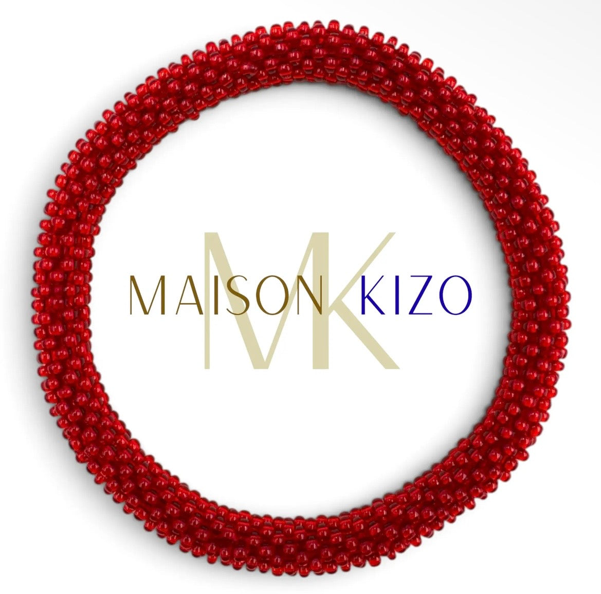 Rotes Glasperlen Armband ohne Verschluss von Maison KIZO, handgefertigt in Nepal